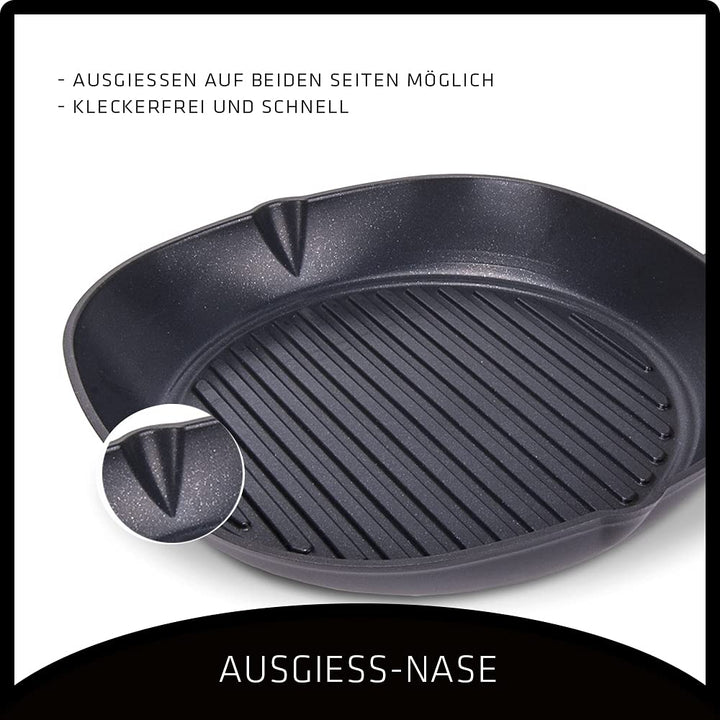 Grillpfanne Gusseisen emailliert 27x27 cm mit Grillrippen - Bild 3