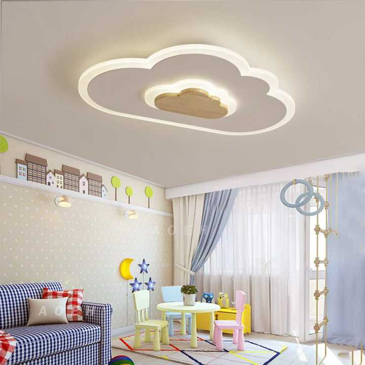 Deckenleuchte Kinderzimmer Wolken-Design Holz 36W dimmbar 60cm - Bild 3