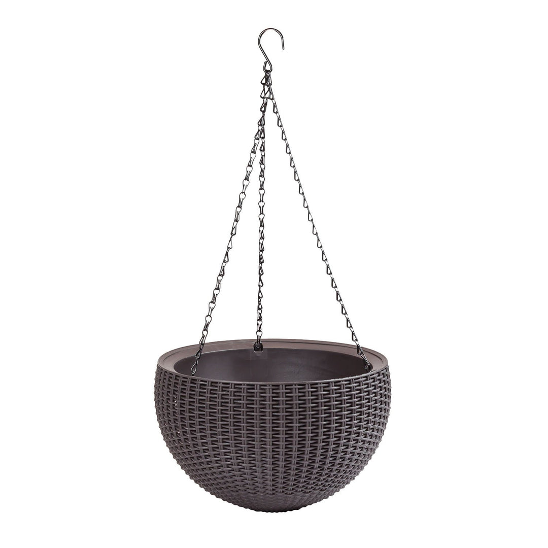Pflanzampel Kunststoff Rattan-Optik mit Kette und Haken anthrazit