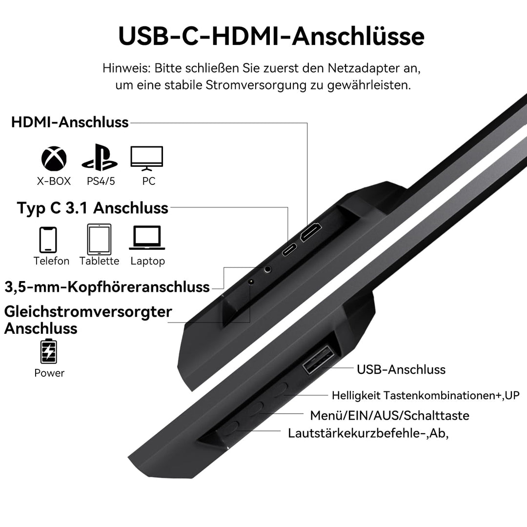Touchscreen-Monitor 23,8 Zoll Full HD 1080P USB-C HDMI Plug-and-Play - Bild 6