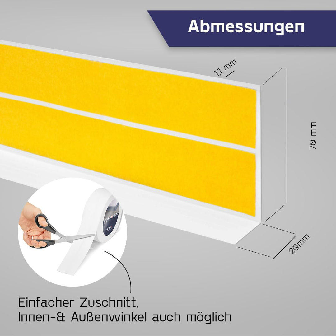Weichsockelleiste PVC selbstklebend 70x20mm Weiß 5m - Bild 4
