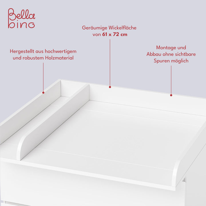Wickelaufsatz für Kommode mit Trennfach 76x72 cm weiss - Bild 4