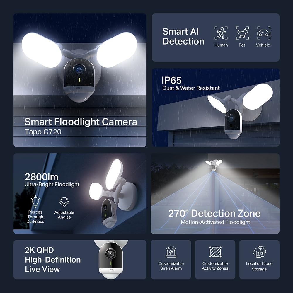 Flutlichtkamera Aussen 2K 4MP kabelgebunden 2800lm LED IP65 - Bild 2