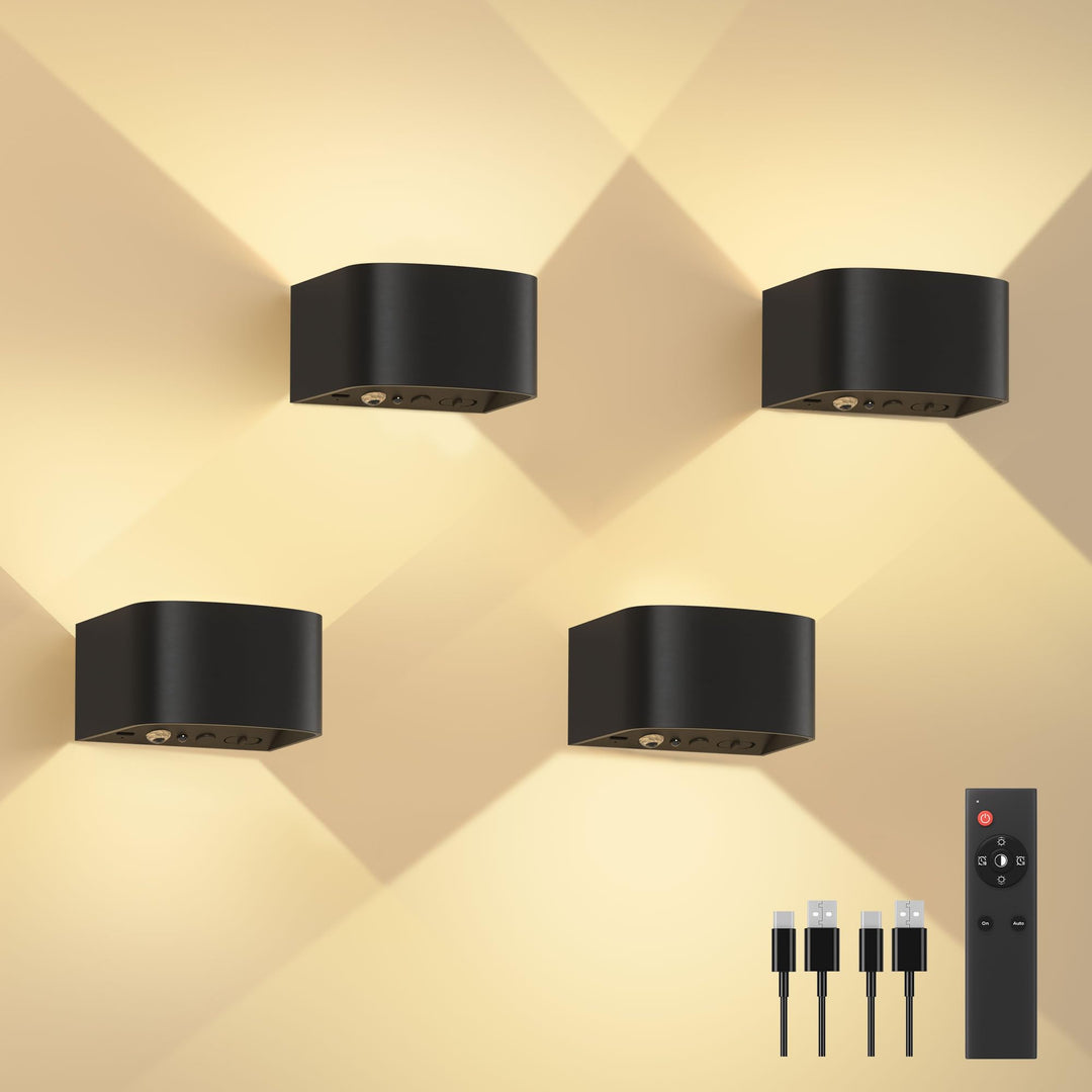 Wandlampe Innen mit Bewegungssensor 4er-Set LED 3 Farben Fernbedienung