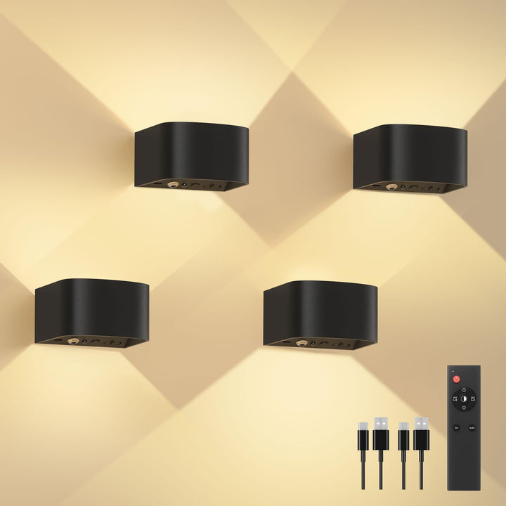 Wandlampe Innen mit Bewegungssensor 4er-Set LED 3 Farben Fernbedienung