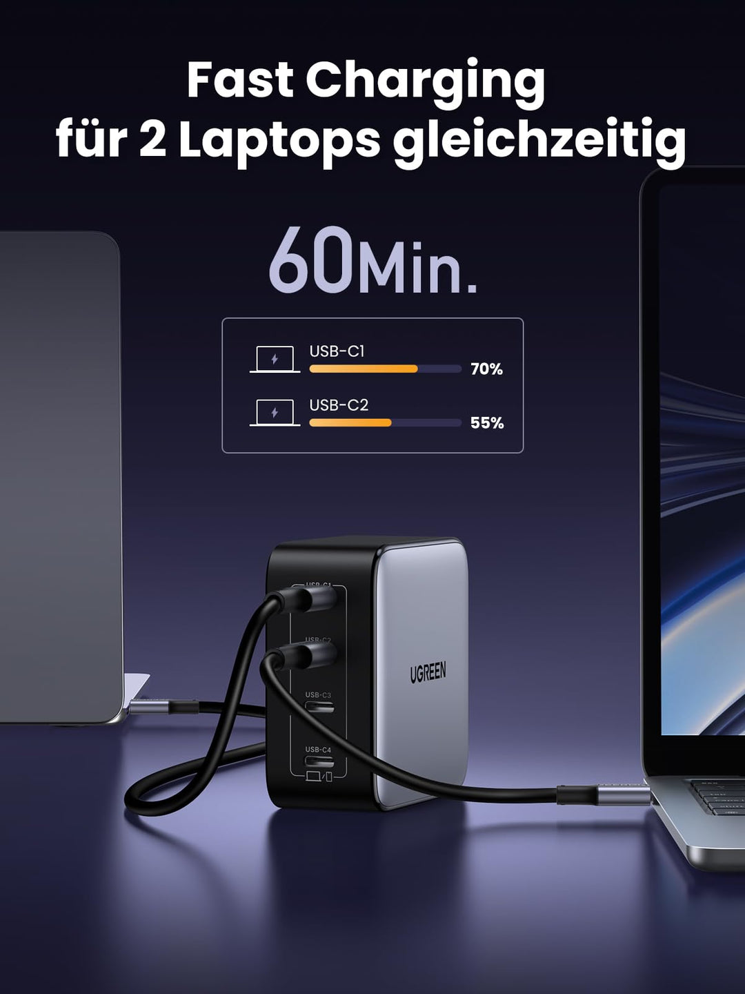 USB-C Ladegerät 100W GaN 4-Port für Laptop und Smartphone - Bild 5