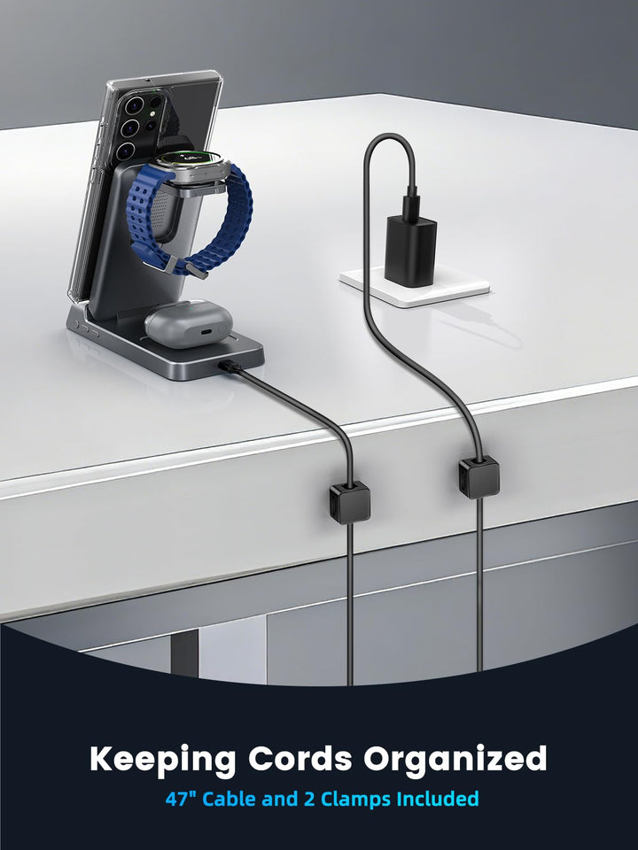 3-in-1 kabelloses Ladestation faltbar mit Digitaluhr fuer Samsung - Bild 8