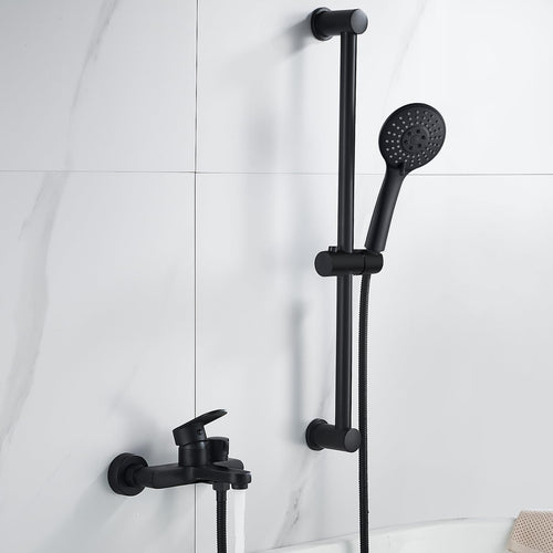 Badewannenarmatur Schwarz Set mit Handbrause und Brausestange