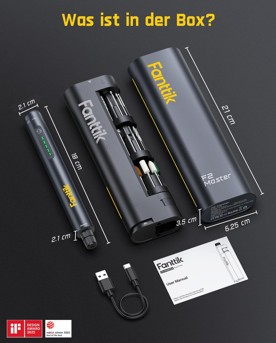 Akku-Multifunktionswerkzeug Mini 100g mit 35 Aufsätzen USB-C - Bild 9