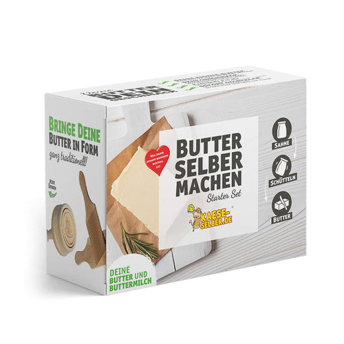 Butter selber machen Set mit Holzwerkzeug und Rezeptmagazin