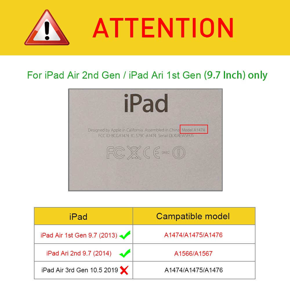 iPad Air 1 &amp; 2 Hülle mit Bluetooth-Tastatur abnehmbar Schwarz - Bild 2