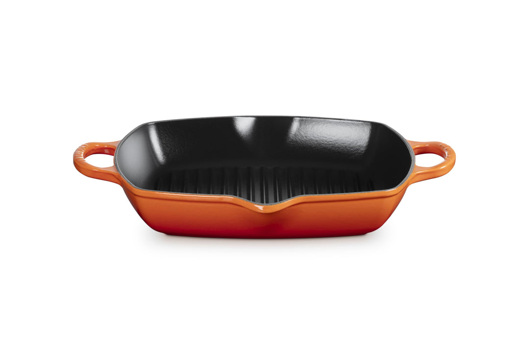 Grillpfanne Gusseisen quadratisch 30 cm mit Hilfsgriff, Induktion