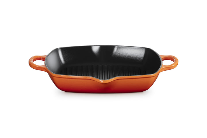 Grillpfanne Gusseisen quadratisch 30 cm mit Hilfsgriff, Induktion