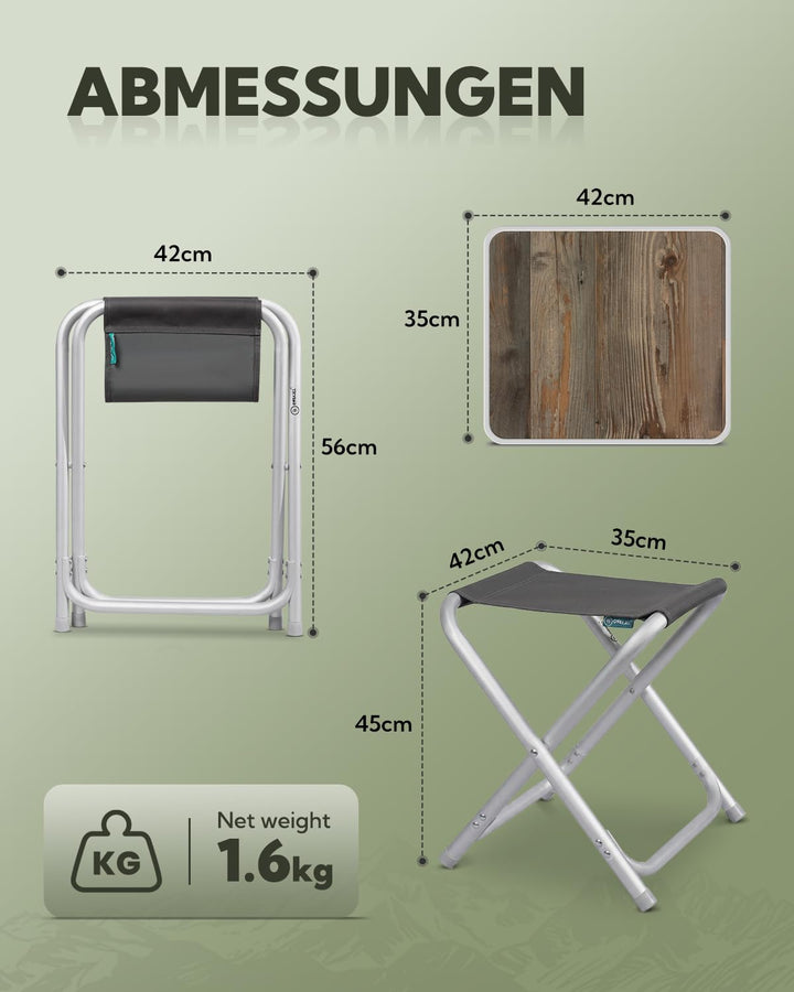 Campinghocker faltbar 2-in-1 mit MDF-Tischplatte Aluminium 100 kg - Bild 2