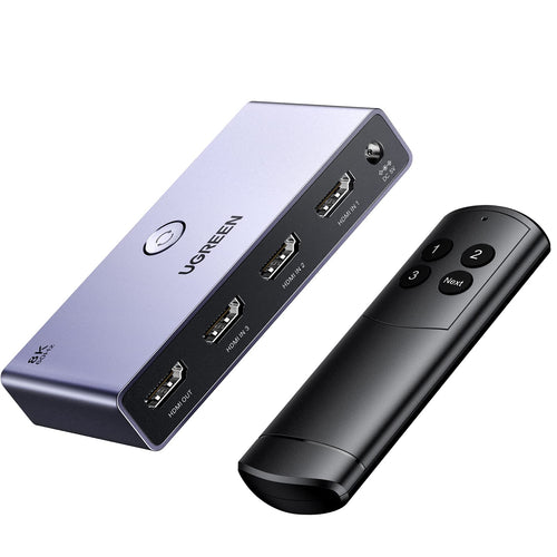 HDMI 2.1 Switch 3-in-1 Aluminium 8K@60Hz mit IR-Fernbedienung