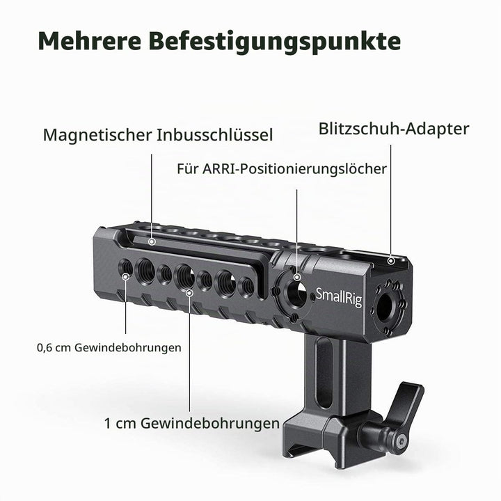 Kamera Top Handle NATO-Klemme 2x Cold Shoe Aluminium für Cage-Rigs - Bild 8