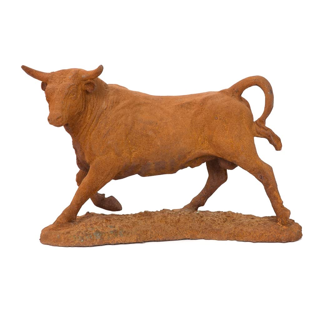 Gartenfigur Stier Eisen Rost-Finish Antikstil 36 cm massiv
