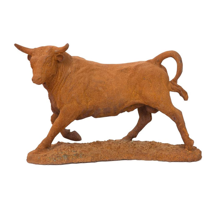 Gartenfigur Stier Eisen Rost-Finish Antikstil 36 cm massiv