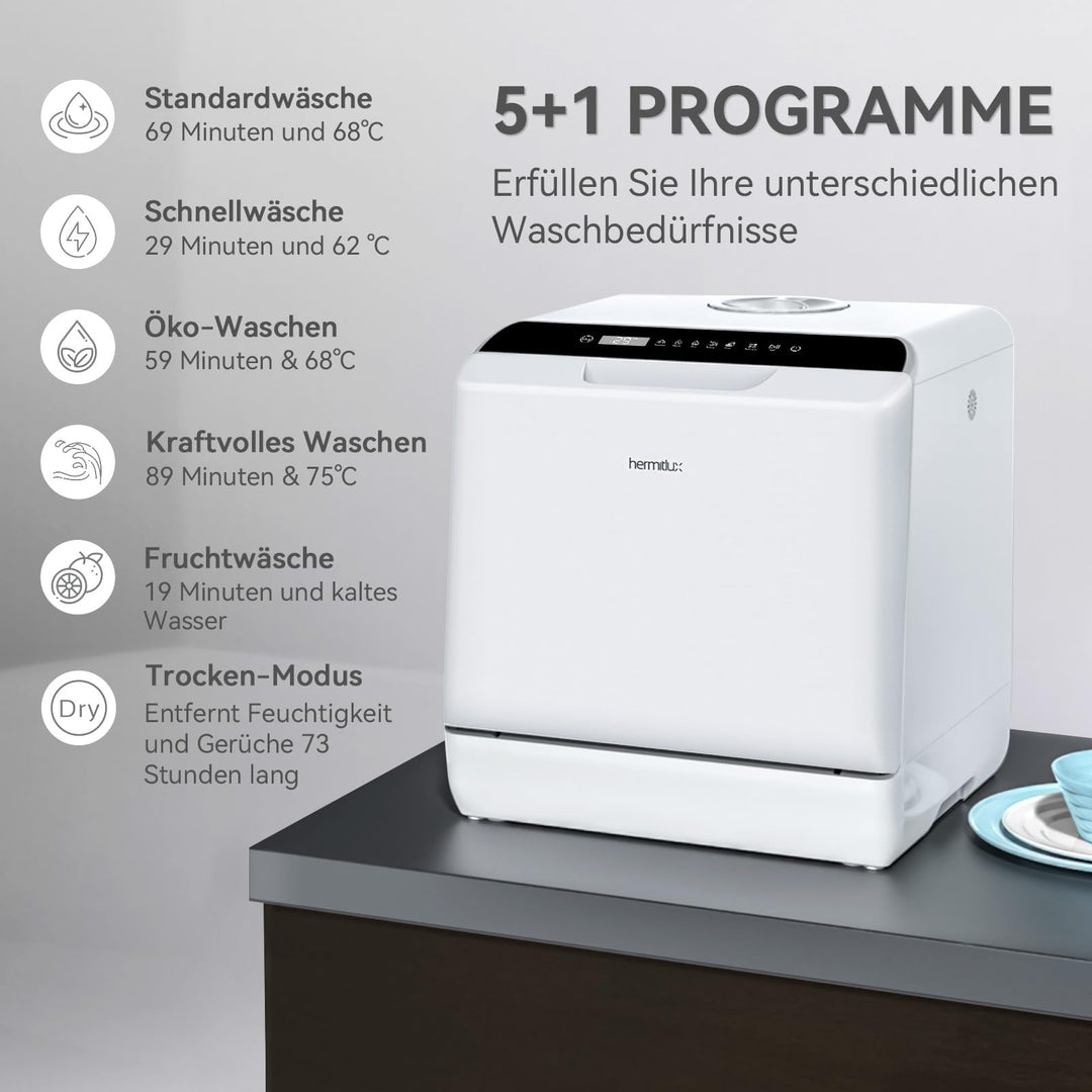 Mini Geschirrspüler 4 Gedecke 6 Programme Warmlufttrocknung - Bild 3
