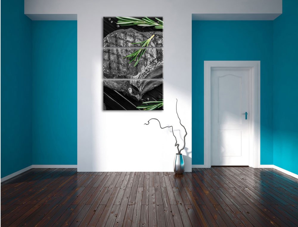 Leinwandbild 3-teilig Rumpsteak Grill Küchenbild 120x80 cm - Bild 5