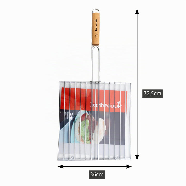 Klappbares Grillgitter Edelstahl verchromt mit FSC-Birkenholzgriff 36x34 cm - Bild 5