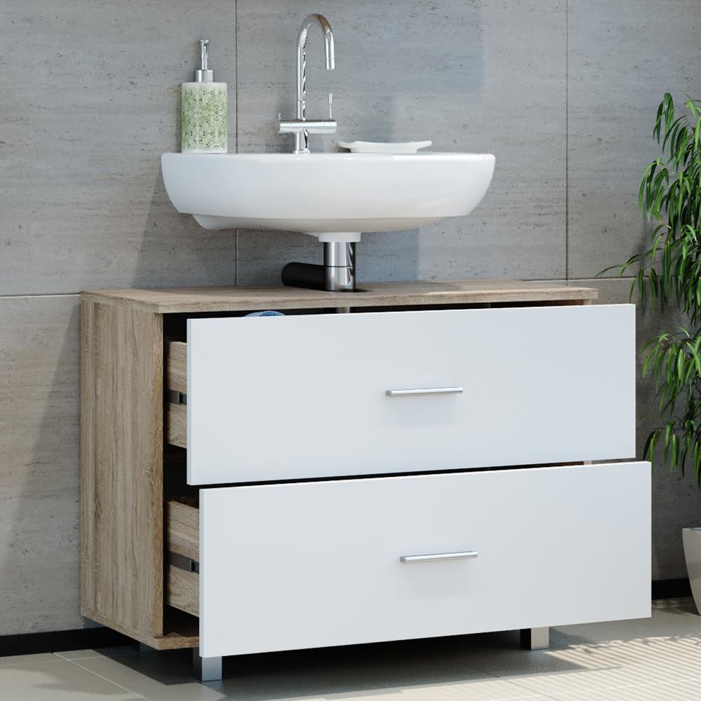 Waschbeckenunterschrank Weiss Sonoma 80x60.8 cm mit 2 Schubladen - Bild 5
