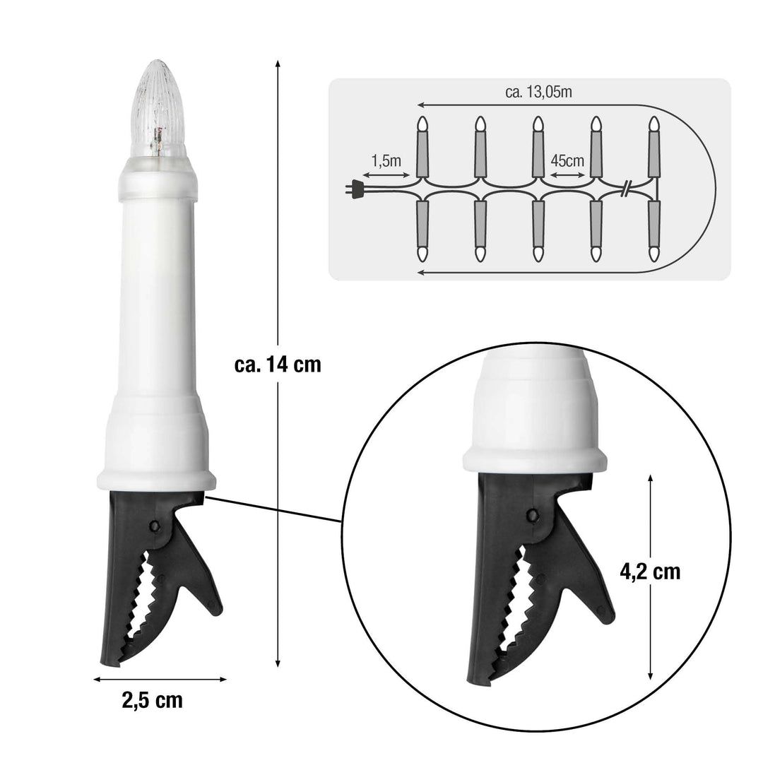 Lichterkette Weihnachten Aussen 30 Kerzen warmweiss mit Stecker - Bild 3