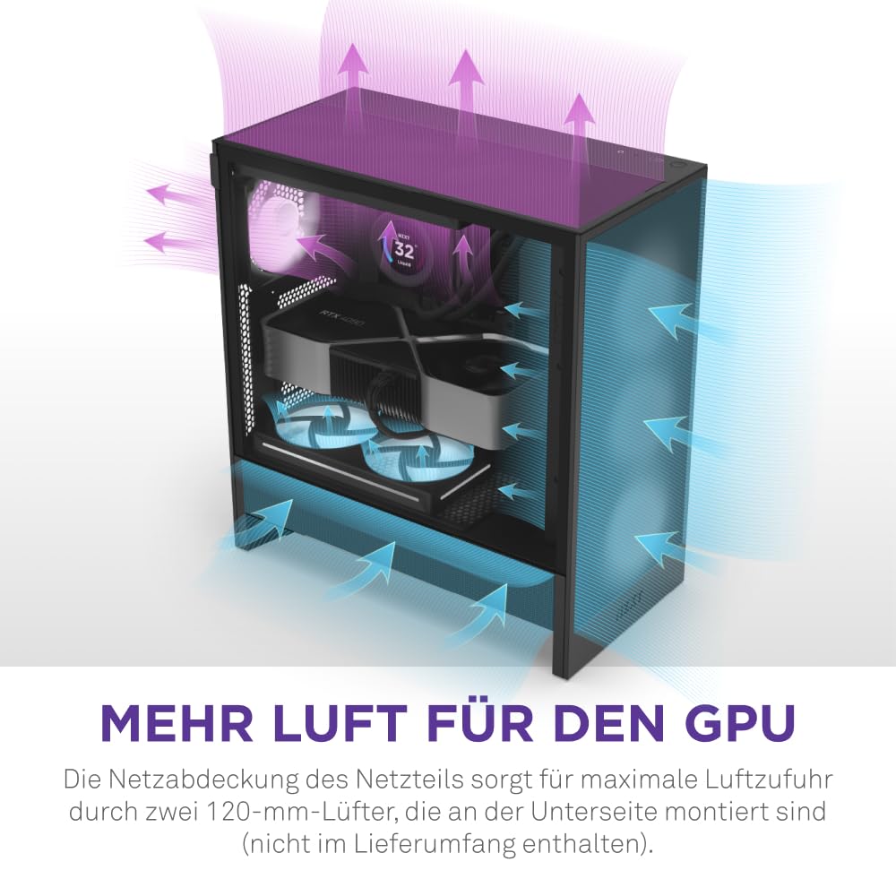 Mid-Tower ATX PC-Gehäuse Schwarz mit Mesh-Front und Glasscheibe - Bild 3