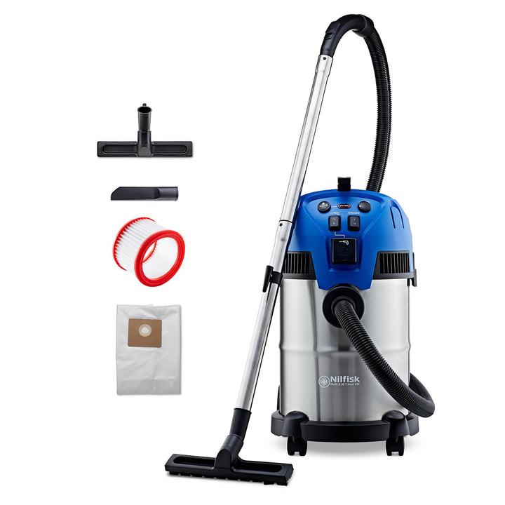 Nass-Trockensauger 30L mit Steckdose 1400W für Werkstatt