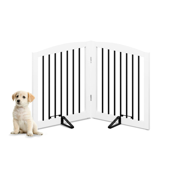 Hundeabsperrgitter Holz faltbar 2 Paneele freistehend Weiss