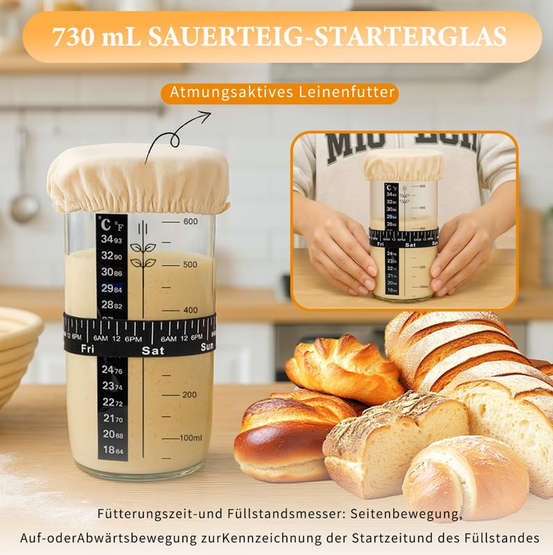 Sauerteig Starter Set mit Gärkörbchen rund &amp; oval 13-teilig - Bild 4