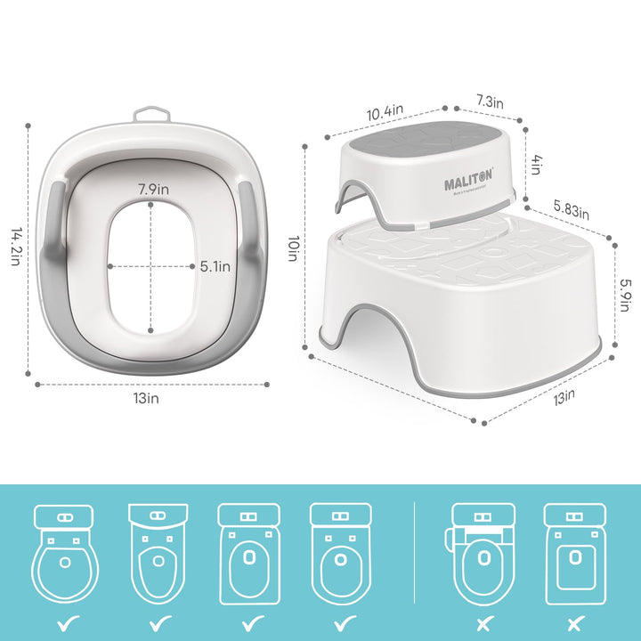 Toilettentrainer Kinder mit 2-stufigem Tritthocker Anti-Rutsch für 1-8 Jahre - Bild 6