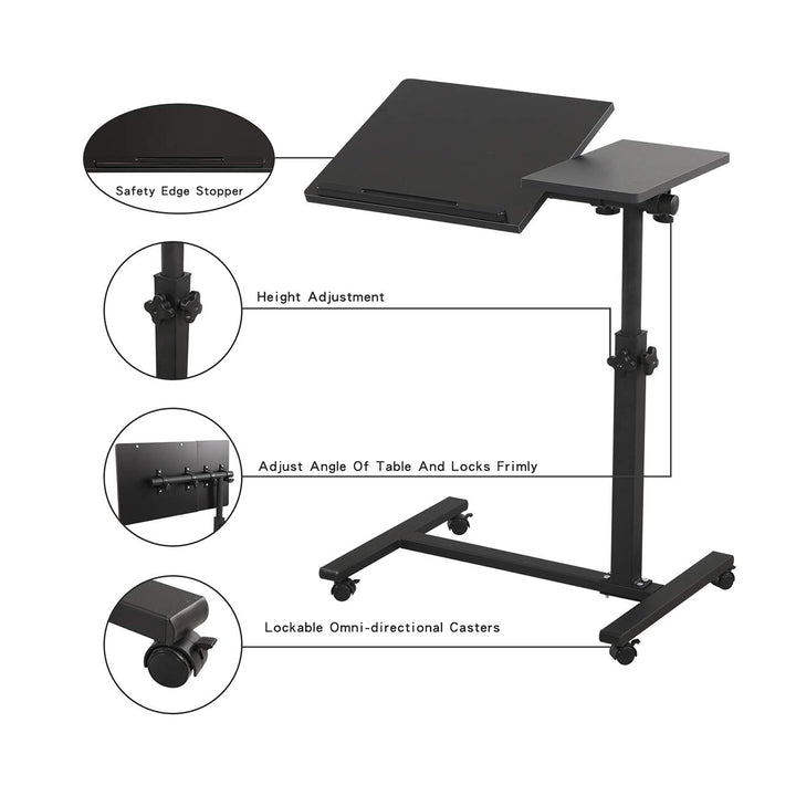 Laptoptisch rollbar höhenverstellbar 60–90 cm mit Kippmechanismus