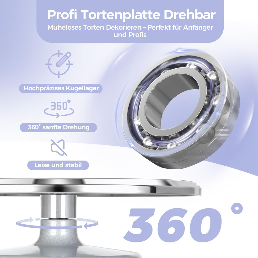 Drehteller Torte Aluminium 30 cm mit Teigschaber-Set - Bild 3