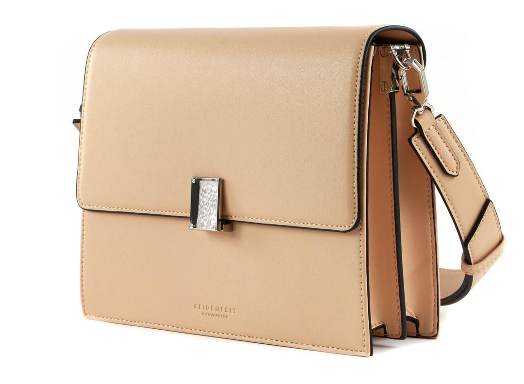 Crossbody Umhängetasche Midi 24 cm Light Camel mit Silber-Details - Bild 2