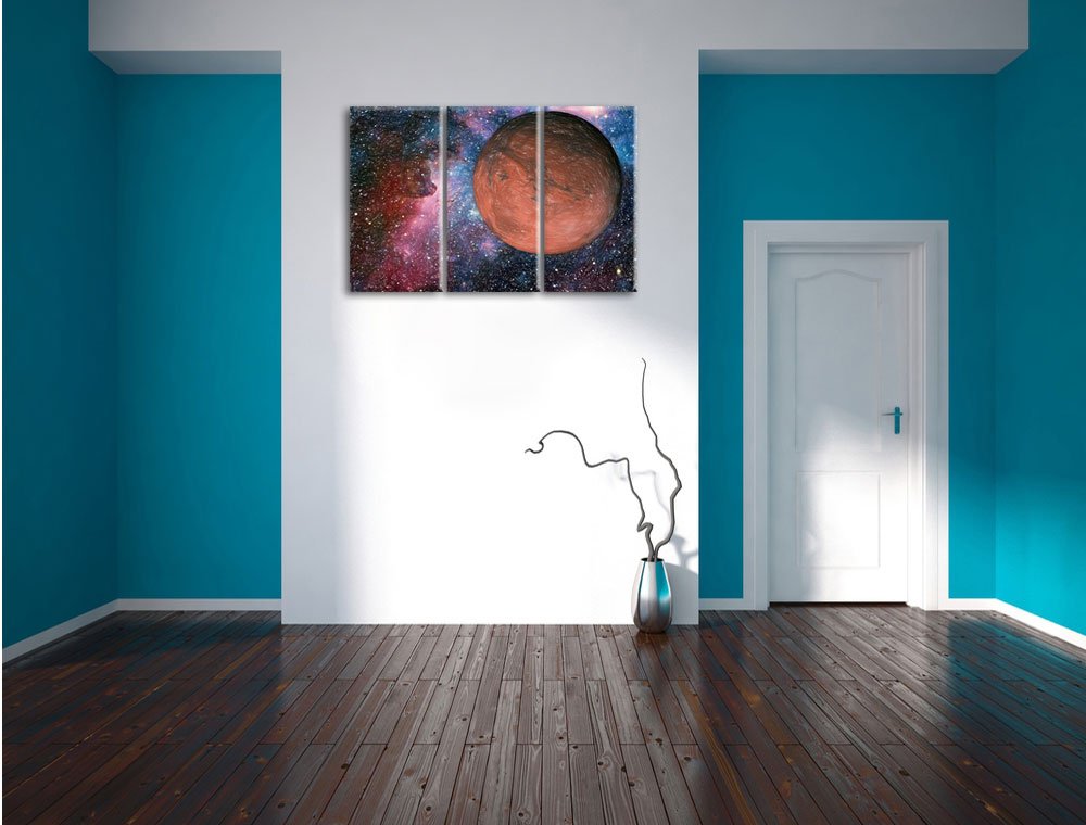 Leinwandbild 3-teilig Mars Weltall Buntstift-Effekt 120x80 cm - Bild 5