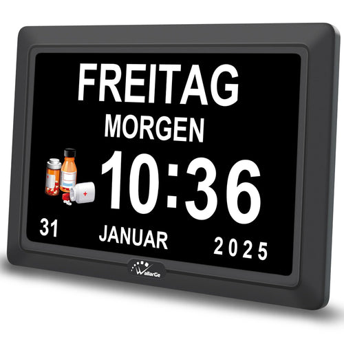 Digitale Seniorenuhr 7 Zoll HD-Display mit 20 Alarmen und Tageszeit-Anzeige