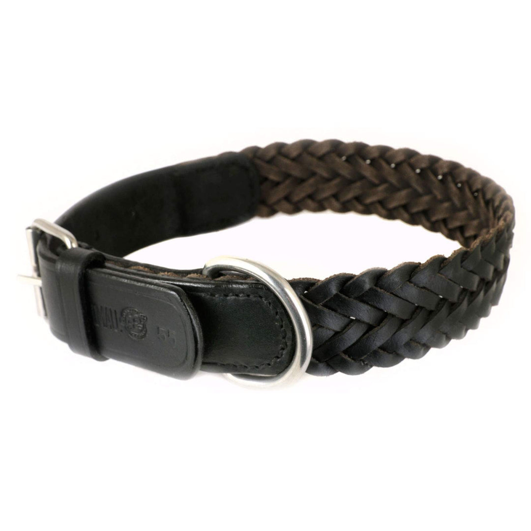 Hundehalsband Echtleder geflochten 30mm breit XL 47-58 cm