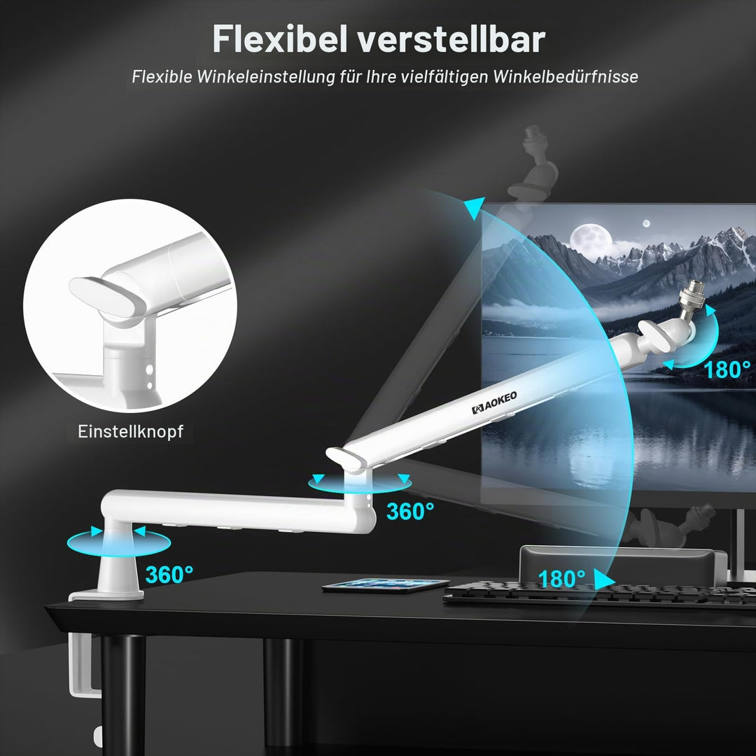 Mikrofonarm Schreibtisch Niedrigprofil Stahl 360° schwenkbar bis 2 kg - Bild 3