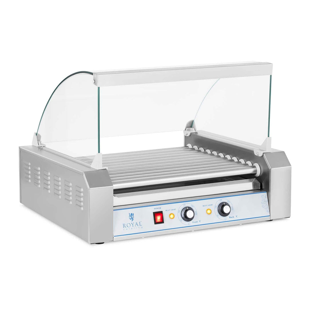 Hot Dog Grill Edelstahl 11 Rollen 20 Würstchen 1850W 2 Heizzonen