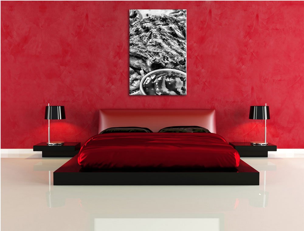 Leinwandbild Gegrilltes Steak Monochrom 100x70 cm fertig gespannt - Bild 5