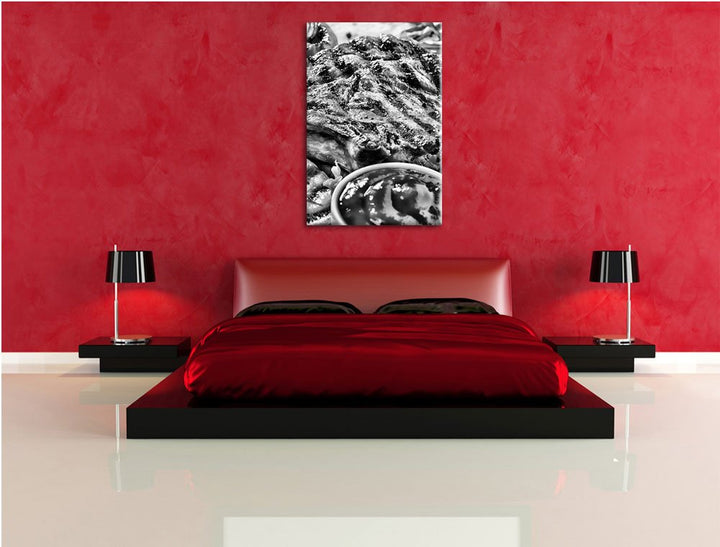 Leinwandbild Gegrilltes Steak Monochrom 100x70 cm fertig gespannt - Bild 5