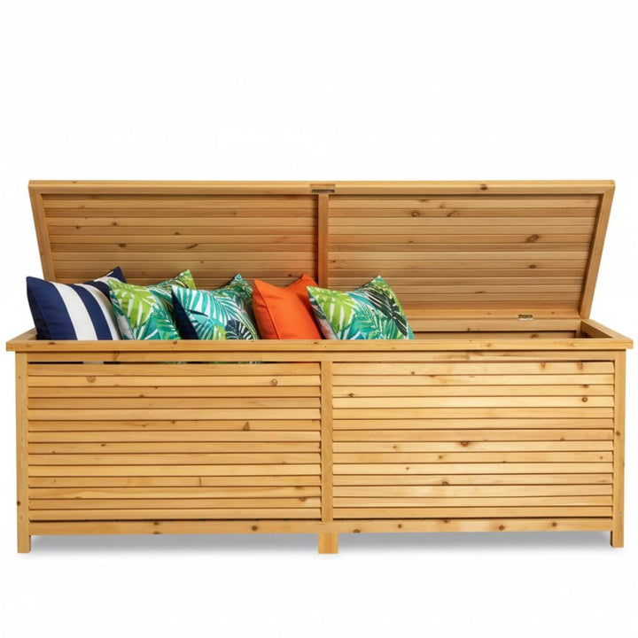 Auflagenbox Holz 170x50x58 cm Gartentruhe für Kissen und Polster