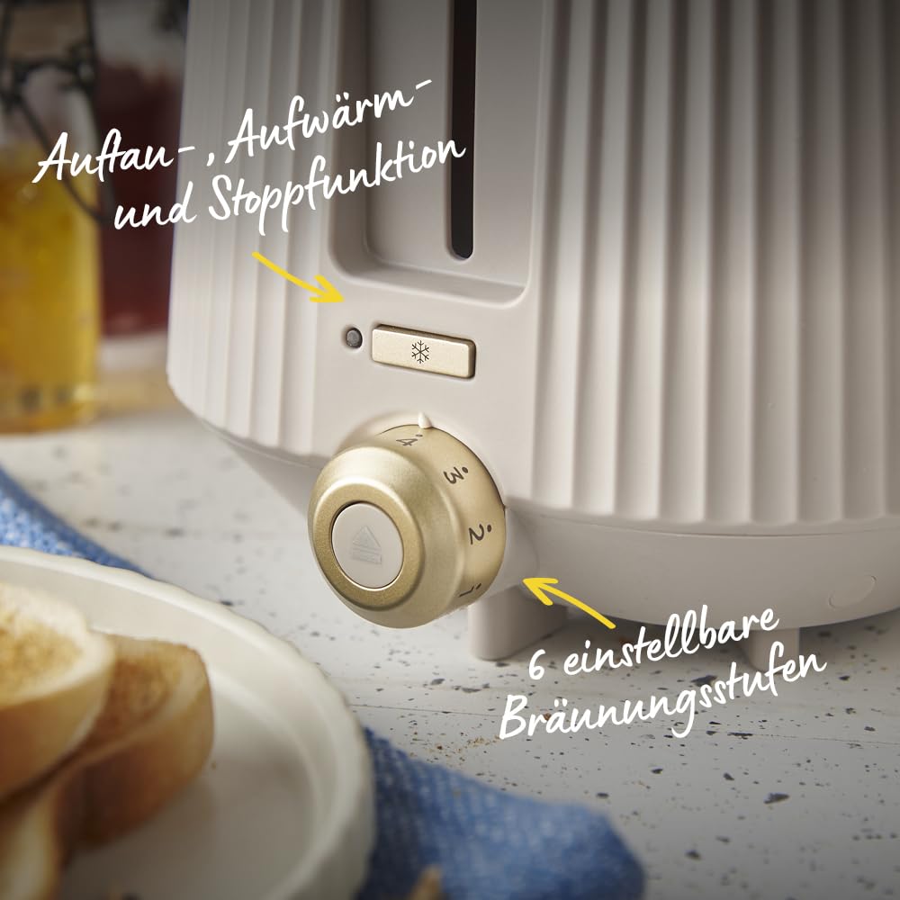Toaster 2-Scheiben Steingrau mit Lift &amp; Look Funktion und Brötchenaufsatz - Bild 3