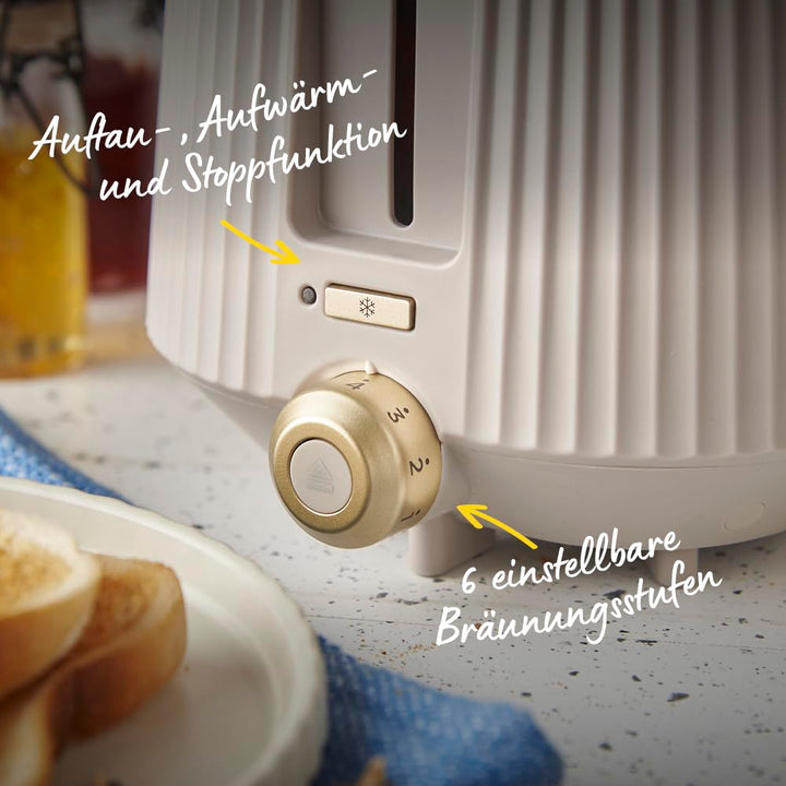 Toaster 2-Scheiben Steingrau mit Lift &amp; Look Funktion und Brötchenaufsatz - Bild 3