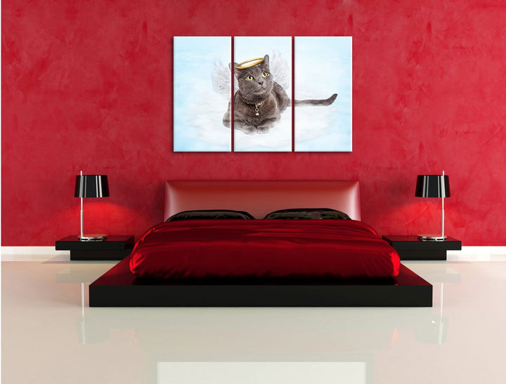 Leinwandbild 3-teilig Katzen-Engel auf Wolke 120x80 cm - Bild 3