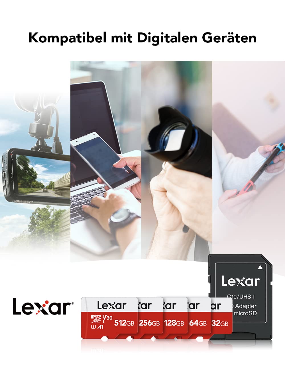 Micro SD Karte 32GB 3er Pack mit Adapter UHS-I U3 Class 10 A1 - Bild 6