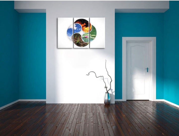 Leinwandbild 3-teilig Vier Elemente 120x80 cm Wanddeko - Bild 5