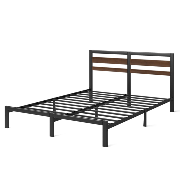 Bettgestell 140x200 cm Bambus &amp; Metall mit Kopfteil, Schwarz/Braun
