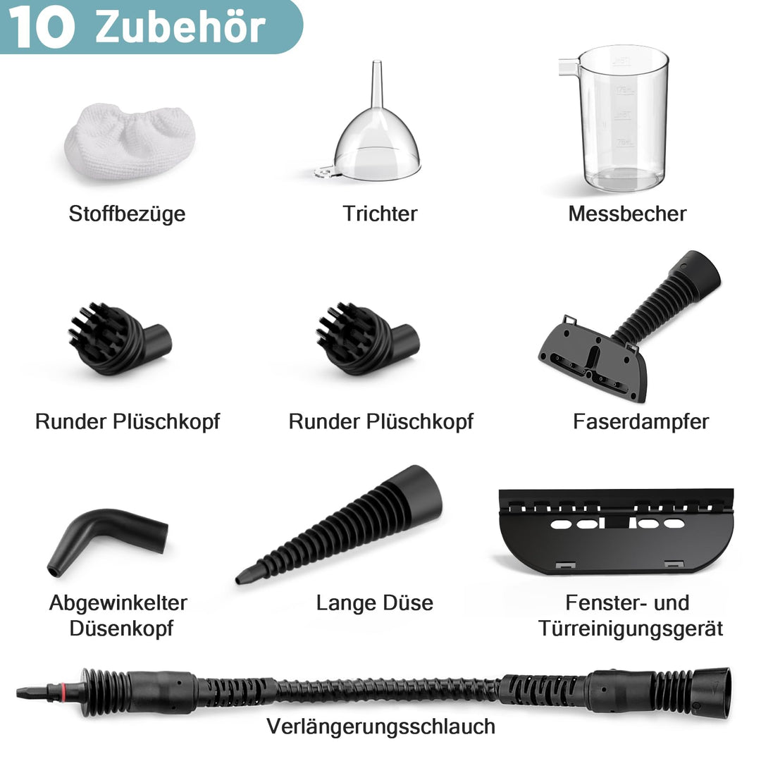 Handdampfreiniger 1050W chemiefreie Reinigung 10-tlg. Zubehörset - Bild 7